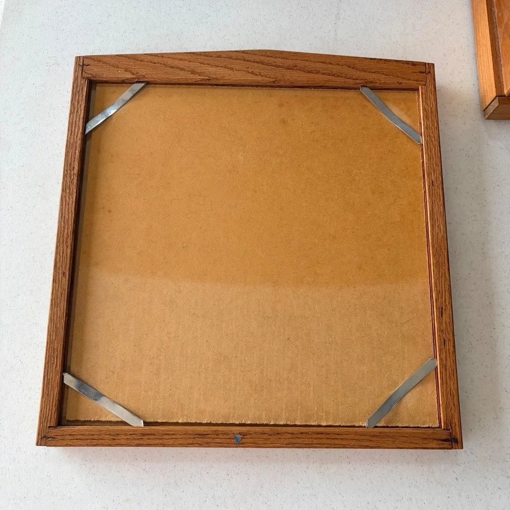 Vintage Oak Wood Grandchildren Multi Photo Frame 10 Opening Wall Decor Square